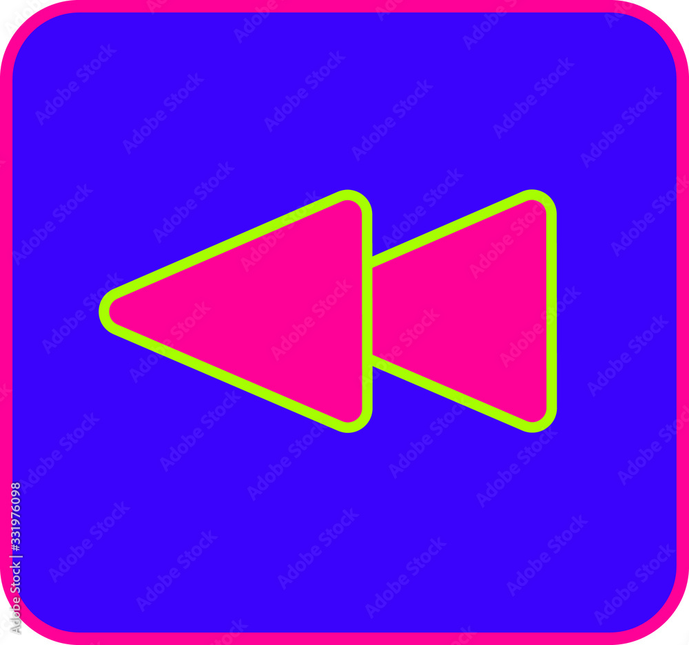 Reverse button neon pink and blue background for music, movie and computer concepts. Reverse button neon pink and blue background for music, movie and computer concepts.