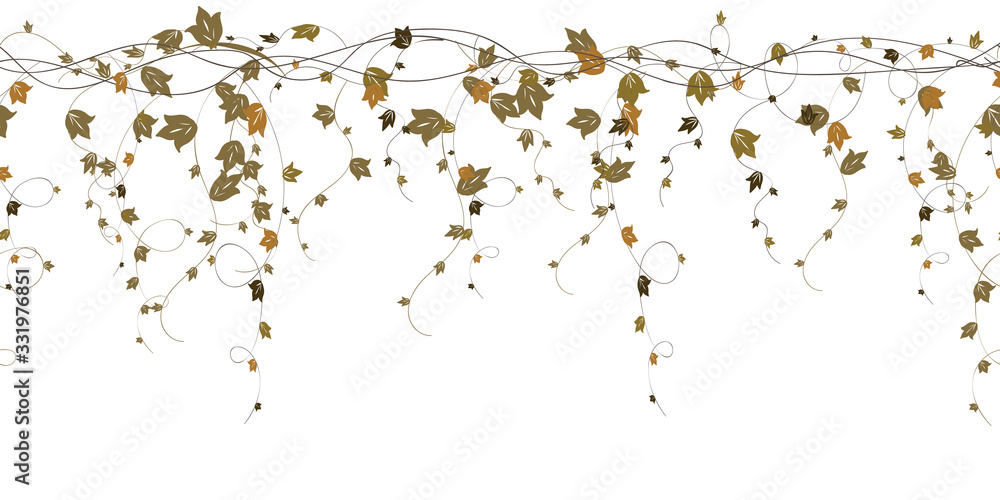 Repeatable autumn leaves branch vector border design