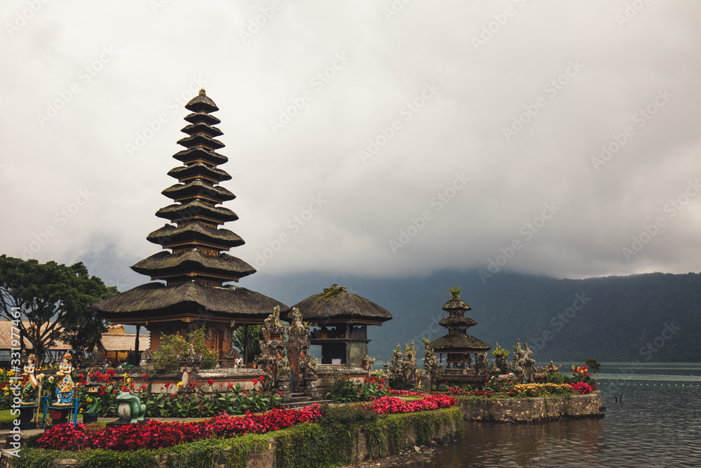 Pura Ulun Danu Beratan, or Pura Bratan, is a major Hindu Shaivite Shiva temple located near a water body in Bali, Indonesia. The temple complex is located on the shores of Lake Bratan in the mountains