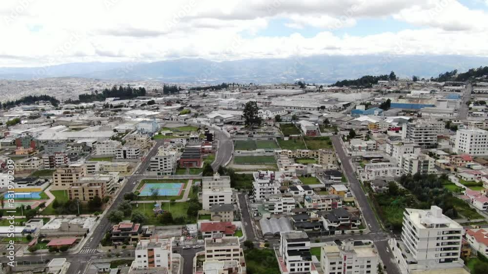 Quito - Ecuador 20-03-2020: northern part of Quito aerial view of Quito during the coronavirus quarantine Quito - Ecuador 20-03-2020: northern part of Quito aerial view of Quito during the coronavirus quarantine
