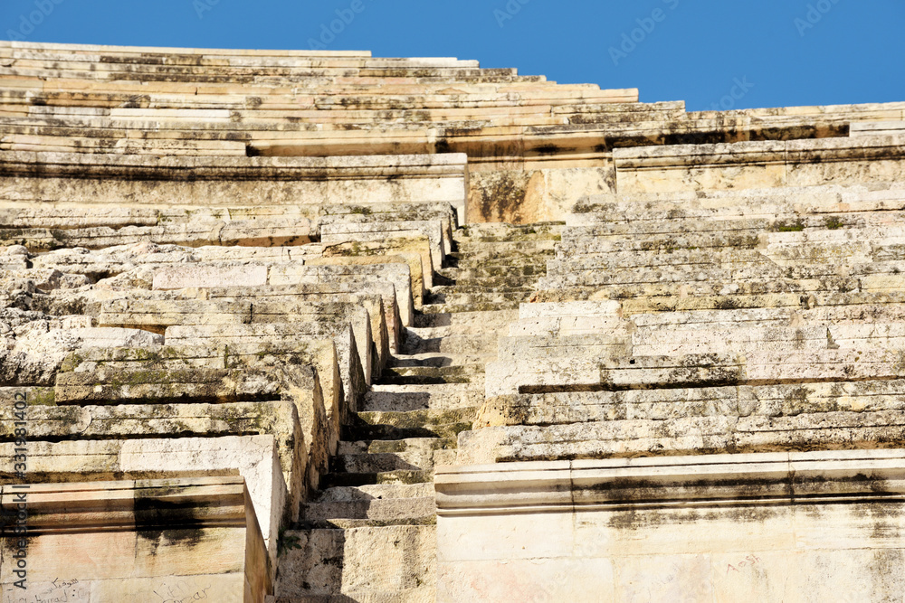 Fototapeta premium Stairs of Roman Amphitheater in city Amman, Jordan
