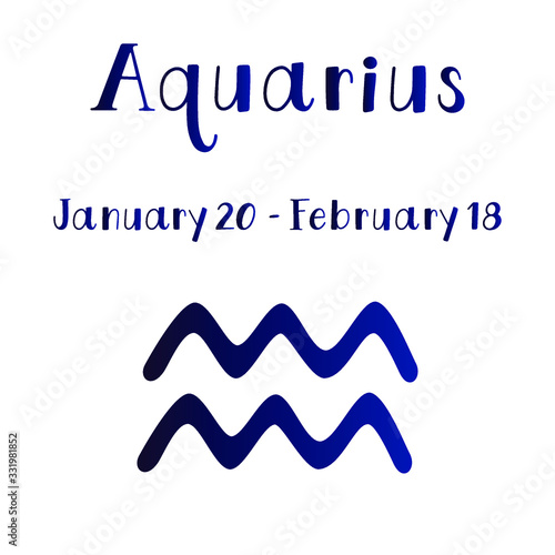 Vector illustration of Aquarius zodiac sign isolated on a white background.