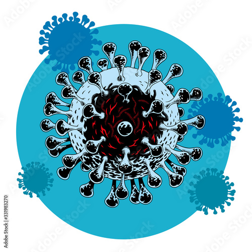 Coronavirus SARS-CoV-2. Coronaviruses disease COVID-19. Virus, bacterium or germs vector illustration.