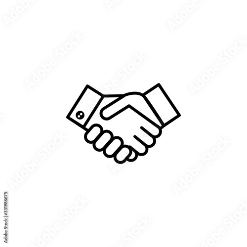 Hand shaking human hands, vector icon illustration