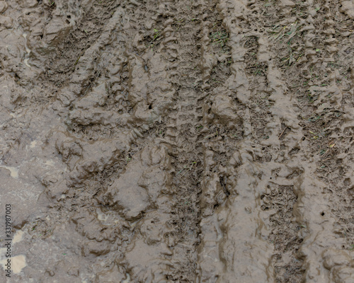 Fotografie Mountain bike tire tracks in the mud