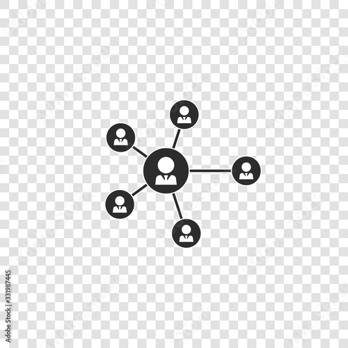 Vector icon business network consisting of multiple users. Icon communication friends partners on transparent background.