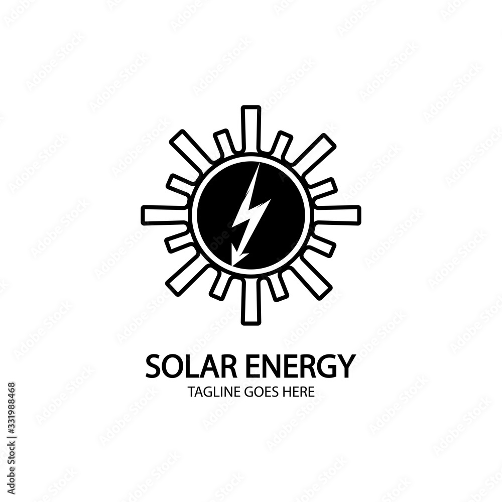 Obraz premium Solar energy panel and sun icon isolated on white background