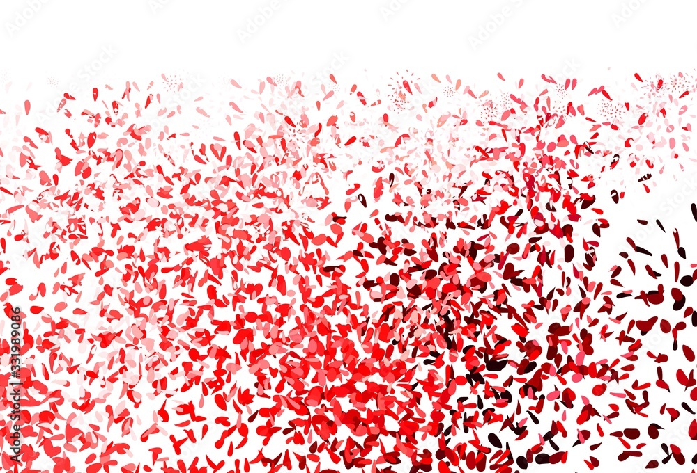 Light Pink, Red vector doodle texture with leaves. Light Pink, Red vector doodle texture with leaves.