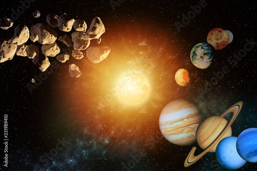 planets round the sun in the Solar system in the colorful starry universe Elements of this image furnished by NASA