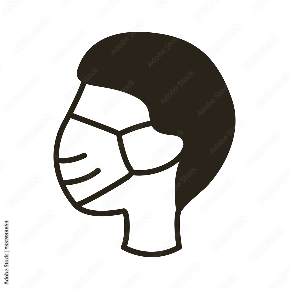 profile using face mask line style icon profile using face mask line style icon