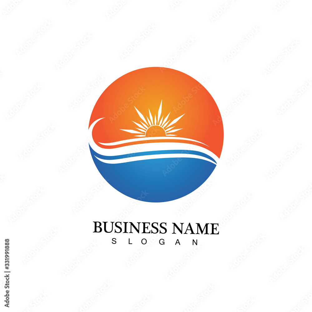 Water wave and sun icon vector illustration design logo Water wave and sun icon vector illustration design logo