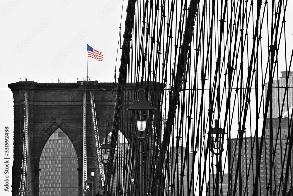 Obraz premium american flag of new york city