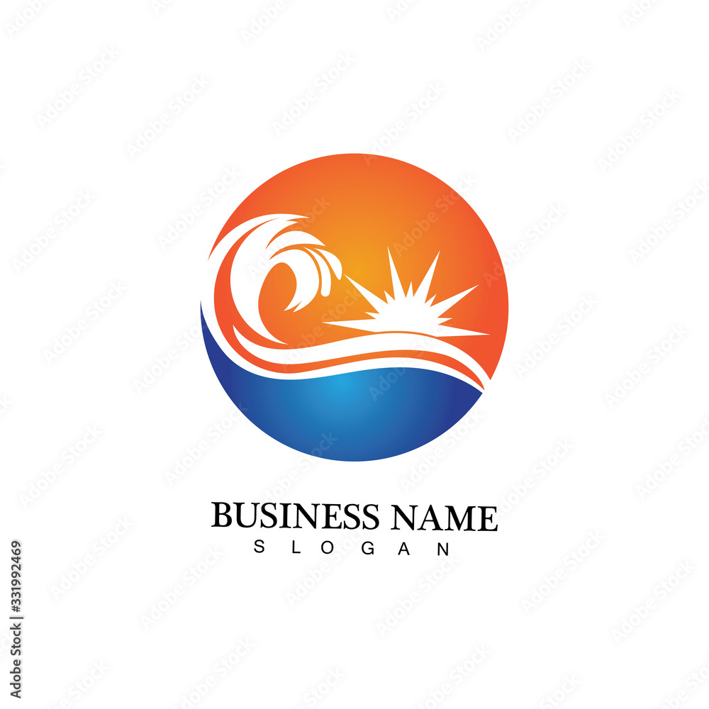 Water wave and sun icon vector illustration design logo Water wave and sun icon vector illustration design logo