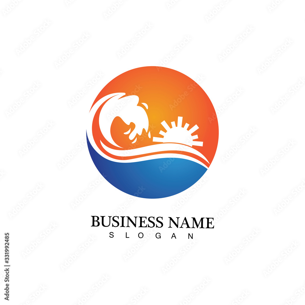 Water wave and sun icon vector illustration design logo Water wave and sun icon vector illustration design logo