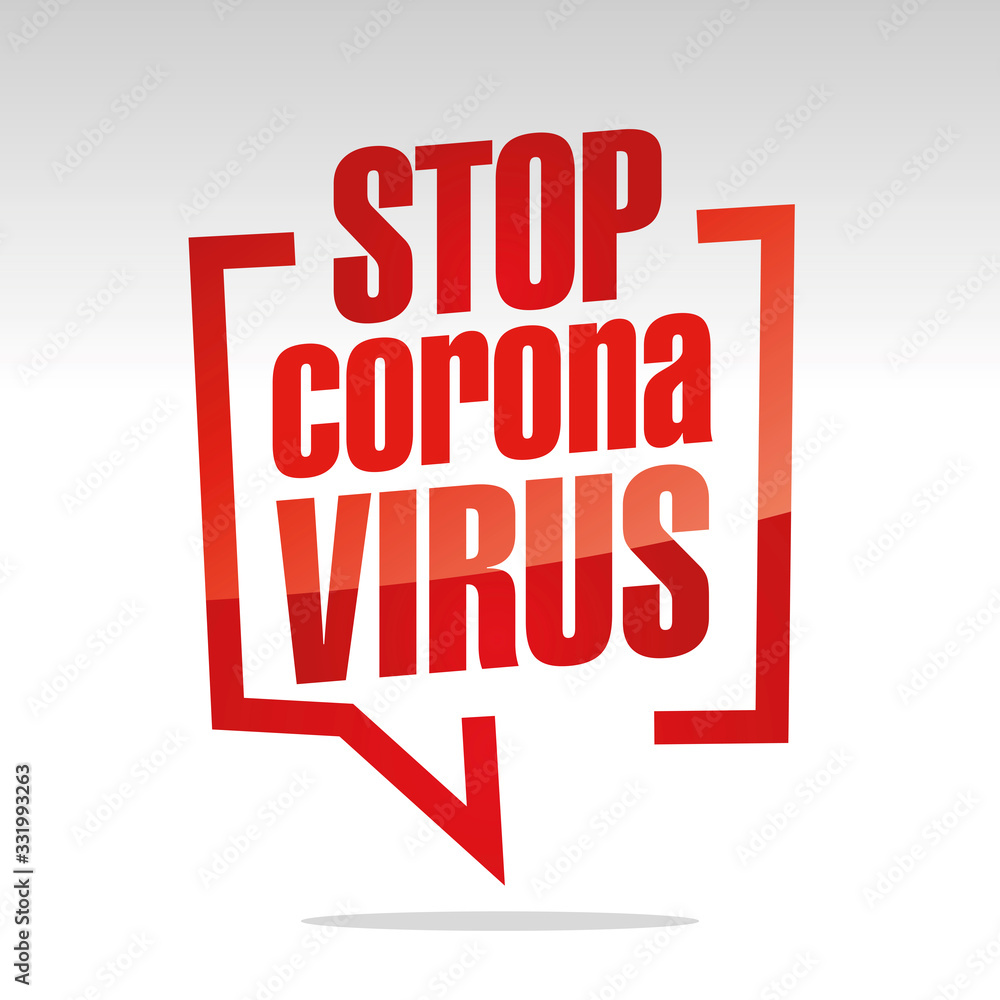 Stop Corona virus in brackets speech red white isolated sticker icon