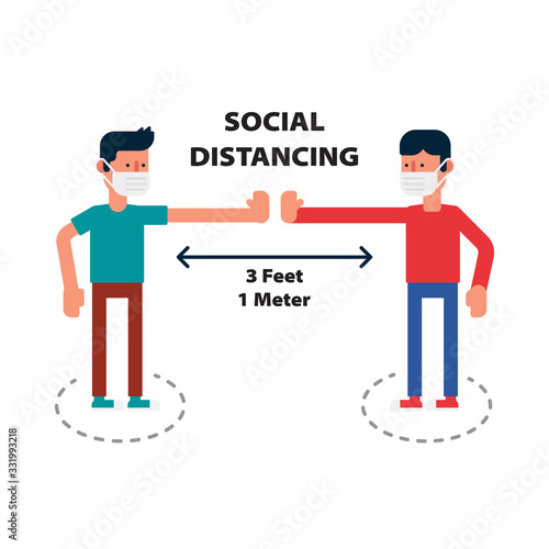 Social distancing, Keep the 1 meter distance in public to protect from COVID-19 coronavirus outbreak spreading concept, 