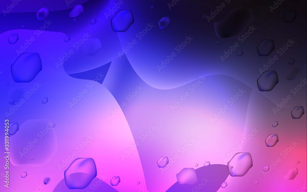 Fototapeta Dark Pink, Blue vector template with bubble shapes. Geometric illustration in memphis style with gradient. Memphis design for your web site.