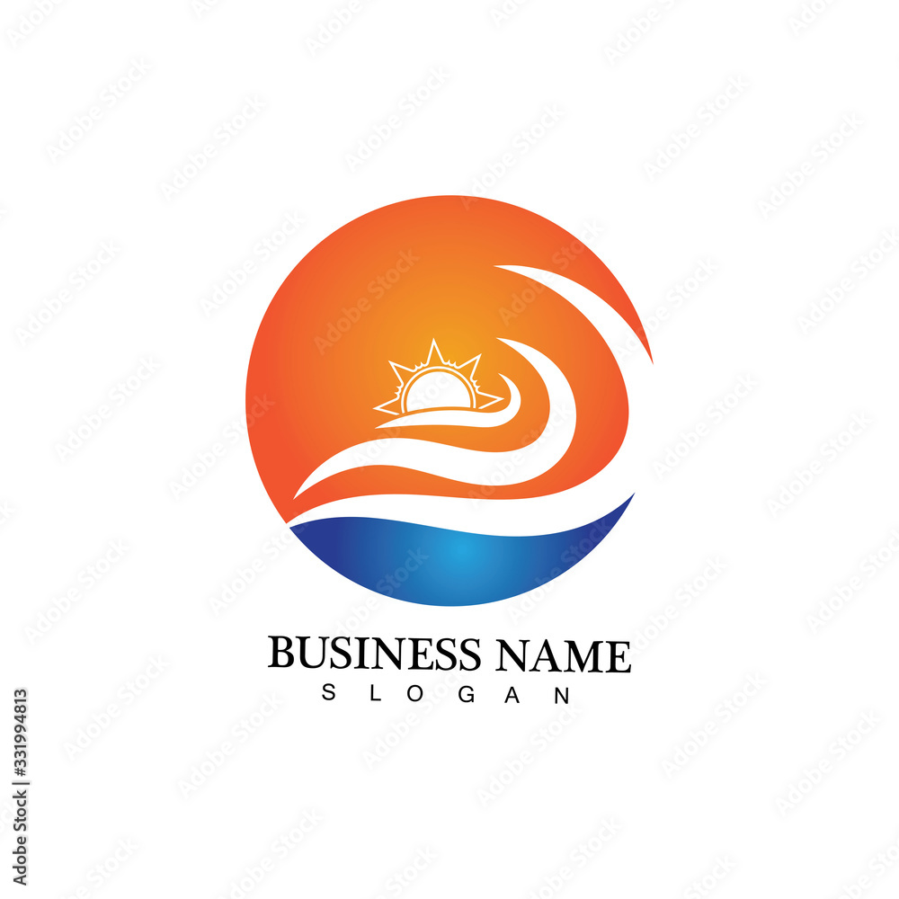 Water wave and sun icon vector illustration design logo Water wave and sun icon vector illustration design logo