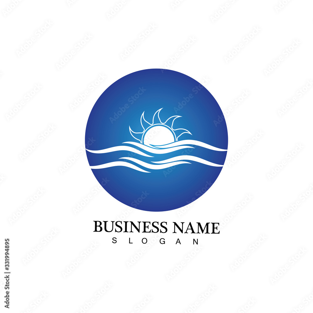 Water wave and sun icon vector illustration design logo Water wave and sun icon vector illustration design logo