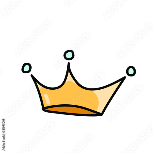  Golden crown on a white background in cute style. Simple vector illustration.