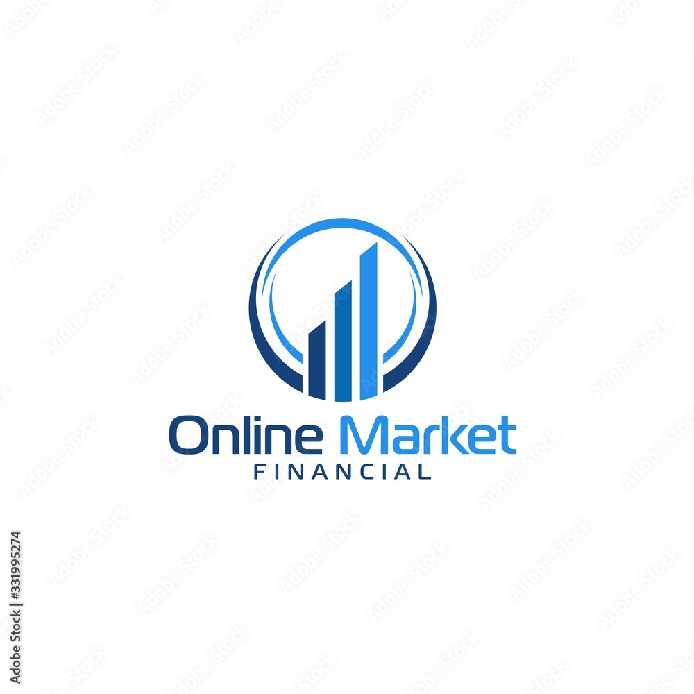 Online Marketing . Financial bar icon symbol logo design graphic minimalist download