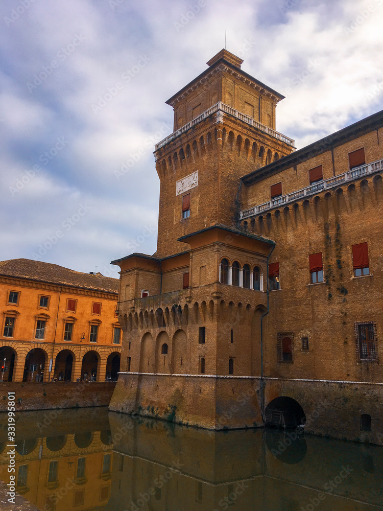 Estense castle or Castello di San Michele of Ferrara. Emilia-Romagna. Italy.