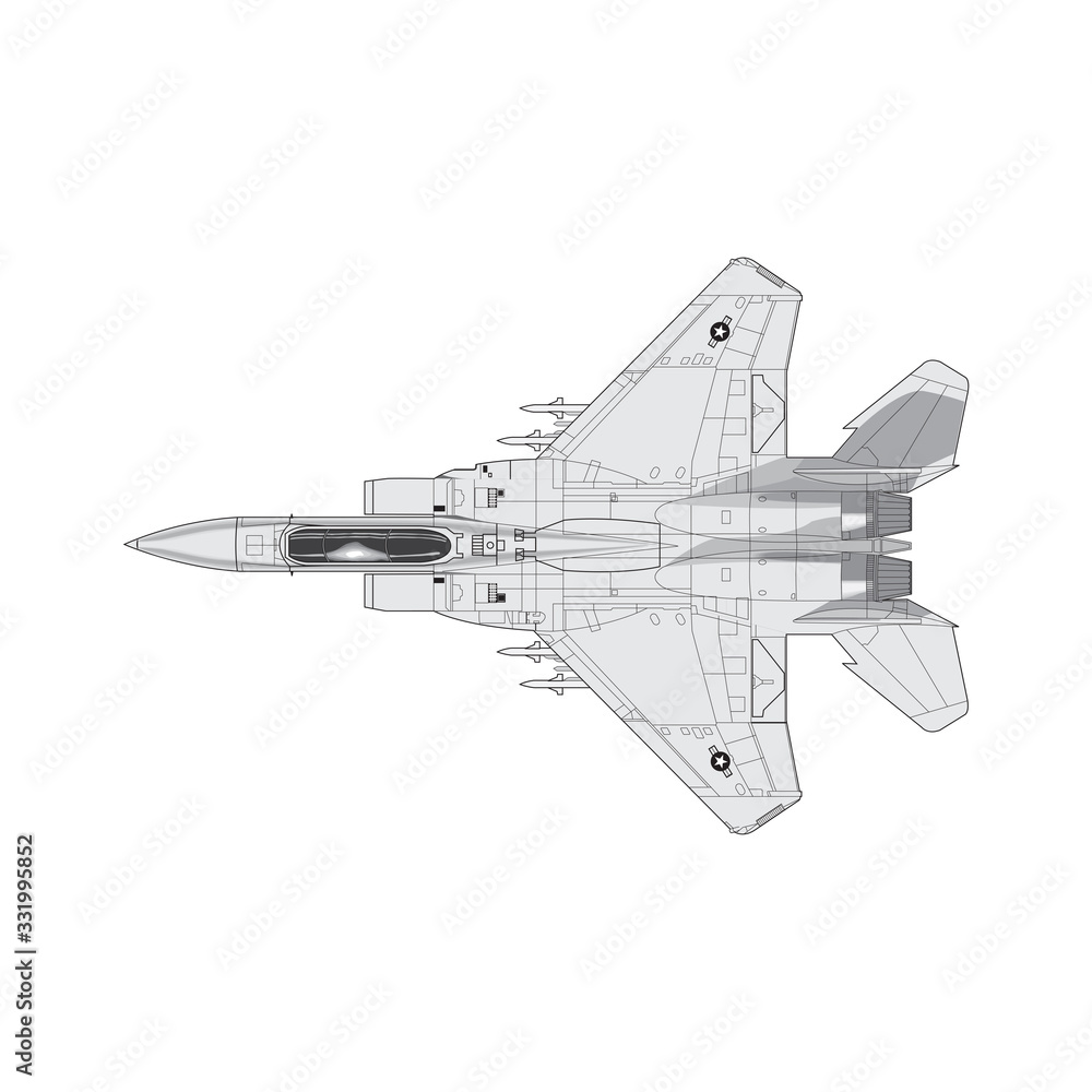 Detailed Isometric Vector Illustration of an F-16 Fighter Jet Airborne isolated on a white in EPS10 Detailed Isometric Vector Illustration of an F-16 Fighter Jet Airborne isolated on a white in EPS10