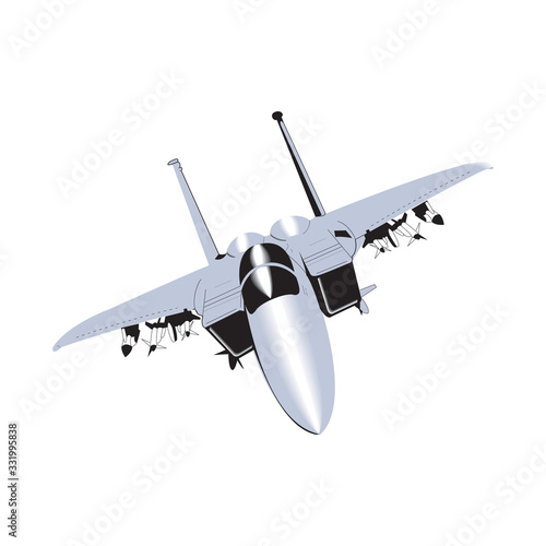 Detailed Isometric Vector Illustration of an F-16 Fighter Jet Airborne isolated on a white in EPS10 photo
