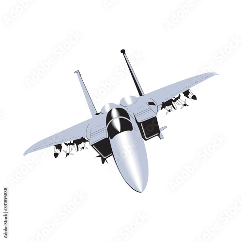 Detailed Isometric Vector Illustration of an F-16 Fighter Jet Airborne isolated on a white in EPS10
