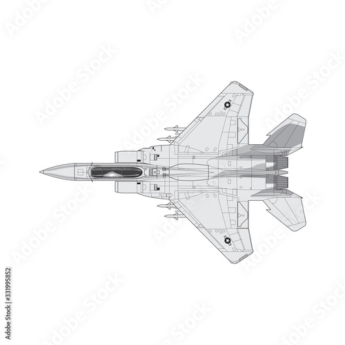 Detailed Isometric Vector Illustration of an F-16 Fighter Jet Airborne isolated on a white in EPS10