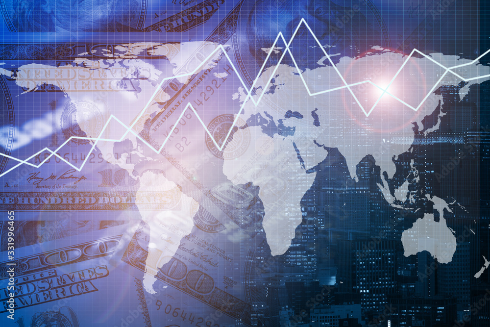 Double exposure global concept of business and technology network on city background. element of this image furnished by NASA. Double exposure global concept of business and technology network on city background. element of this image furnished by NASA.