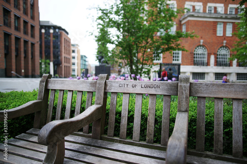 Wooden bench in London