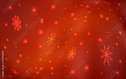Dark Red vector cover with beautiful snowflakes. Blurred decorative design in xmas style with snow. New year design for your business advert.