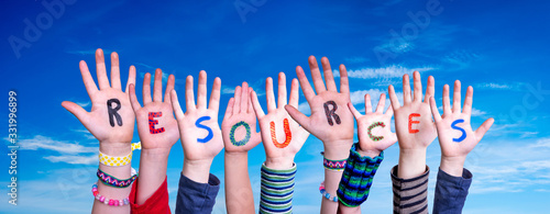 Slika na platnu Children Hands Building Colorful Word Resources