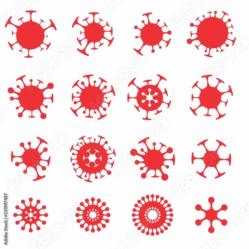 Corona virus vector silhouette shape signs set