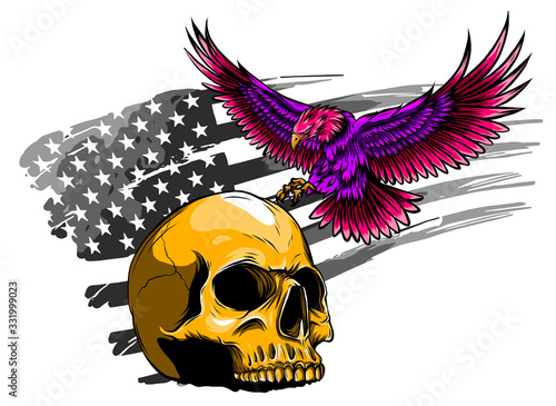 American eagle with USA flags vector illustration