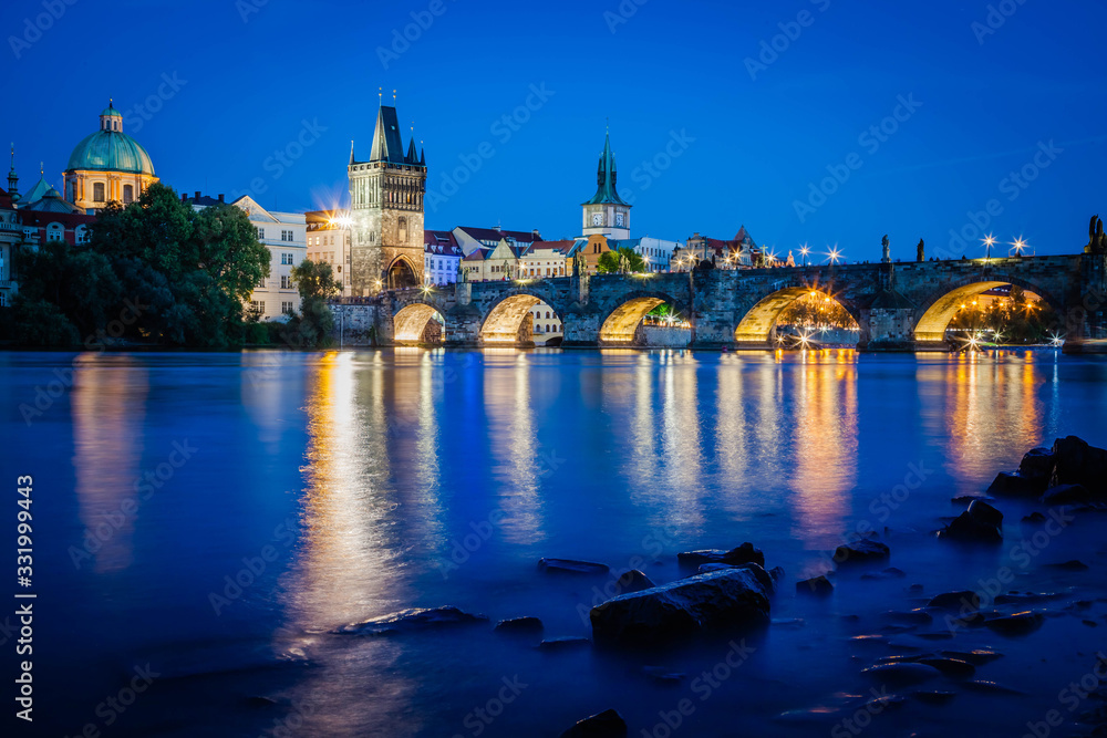 Naklejka premium Charles Bridge by night, Prague