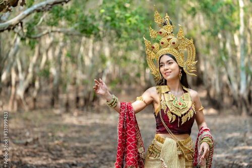 Beautiful girl with costume apsara from cambodia concept, Identity culture of Cambodia.