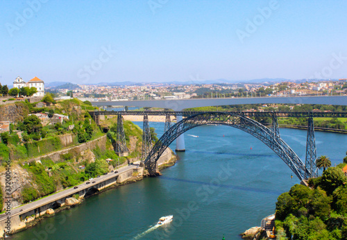 View of Douro river and Dom Luís I Bridge (Porto, Portugal)