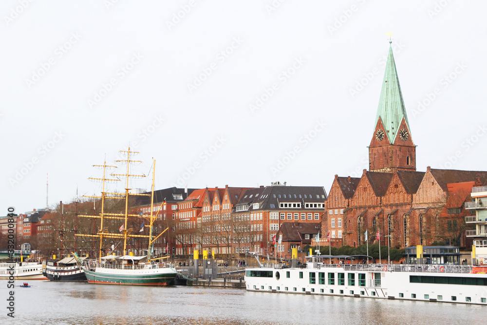 Embankment in old town in Bremen, Germany	