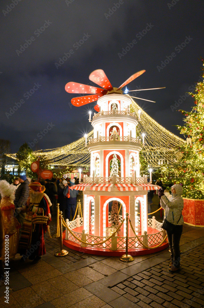 New Year and Christmas decoration of the Manege Square, Moscow, Russian Federation, January 10, 2020