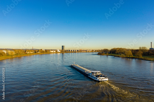 Aerial view from boat on Rhine river