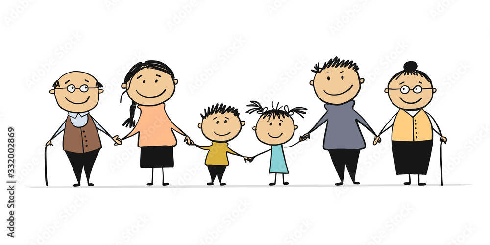 Happy big family with children