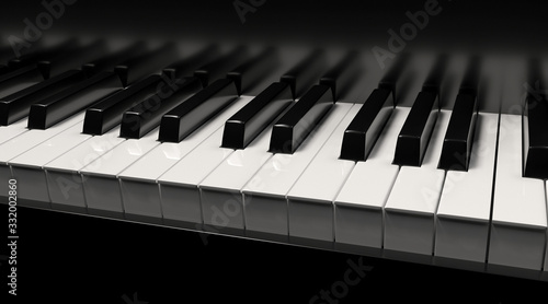 Piano with keys 3d rendering photo