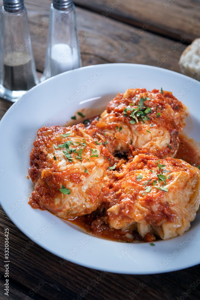 Stufed cabbage rolls in tomato sauce Stufed cabbage rolls in tomato sauce