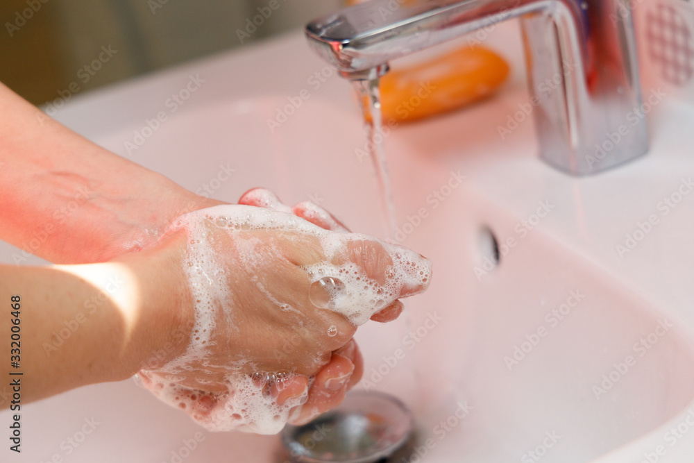 Fototapeta premium Hygiene. Cleaning Hands. Washing hands,Soap