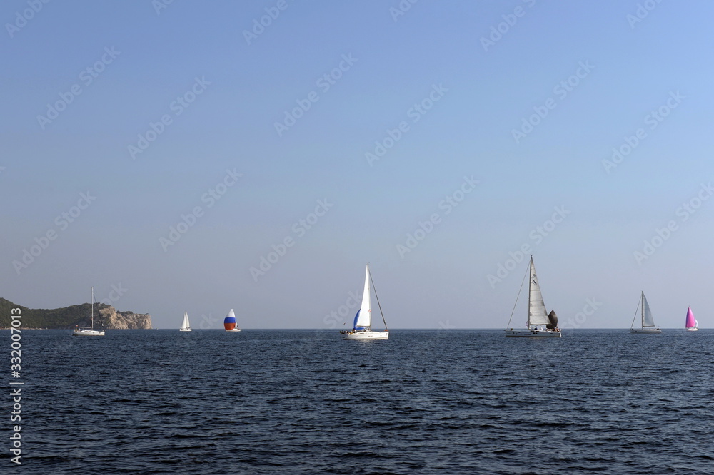 Yachts in the Aegean Sea near the Turkish city of Marmaris