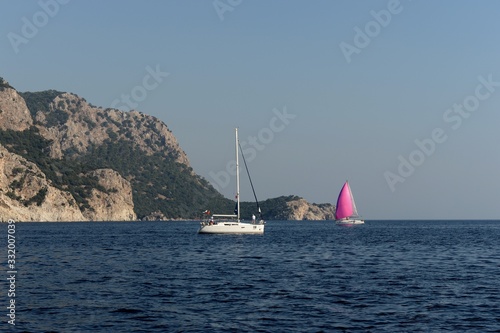 Yachts in the Aegean Sea near the Turkish city of Marmaris