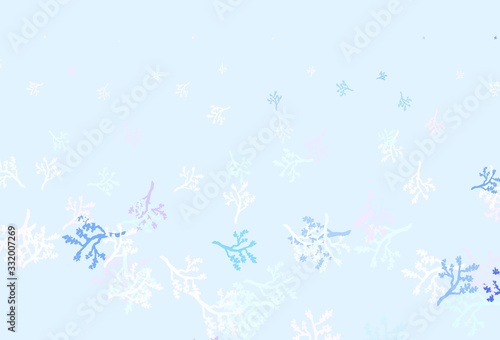 Light Pink, Blue vector natural background with branches.