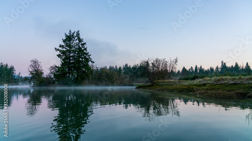 Puget Sound Peaceful Waters And Fog At Sunrise
